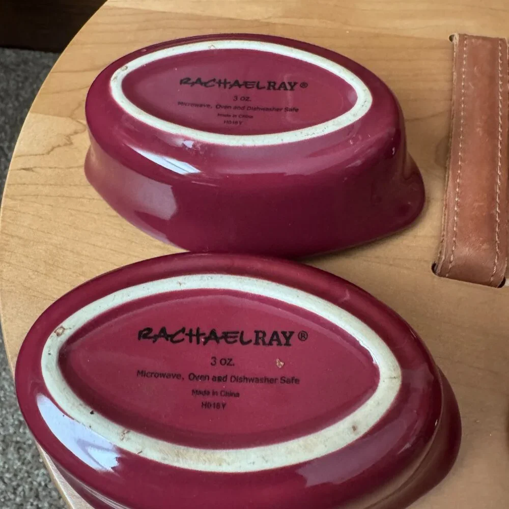 Rachael Ray 3 oz. Burgundy Ceramic Ramekin Baking/Dipping Dishes - Set of 4